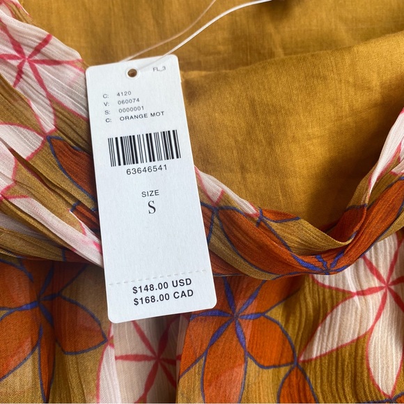 Anthro Guapa Ruched Orange Floral Print Mini NWT - Picture 4 of 7